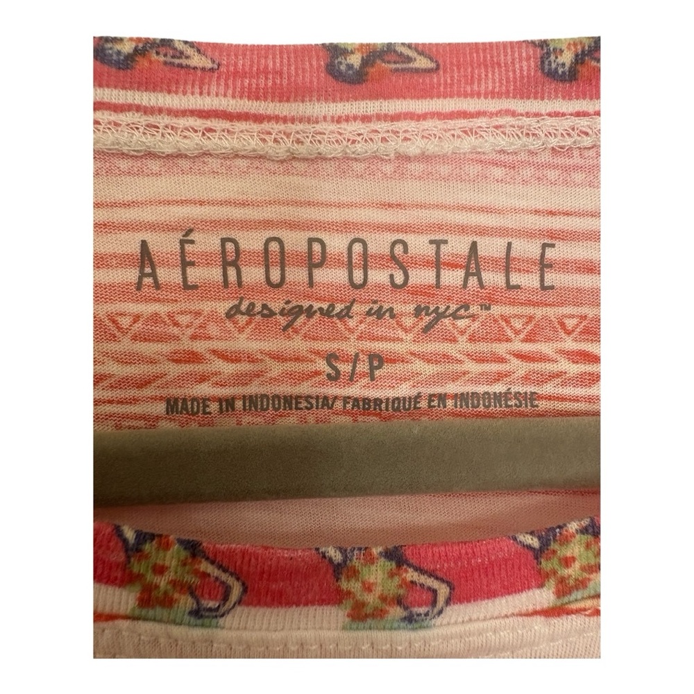 Aeropostale Red Striped Crop Top Boxy Fit Hula Girl Graphic Tee Retro Small - Picture 3 of 5